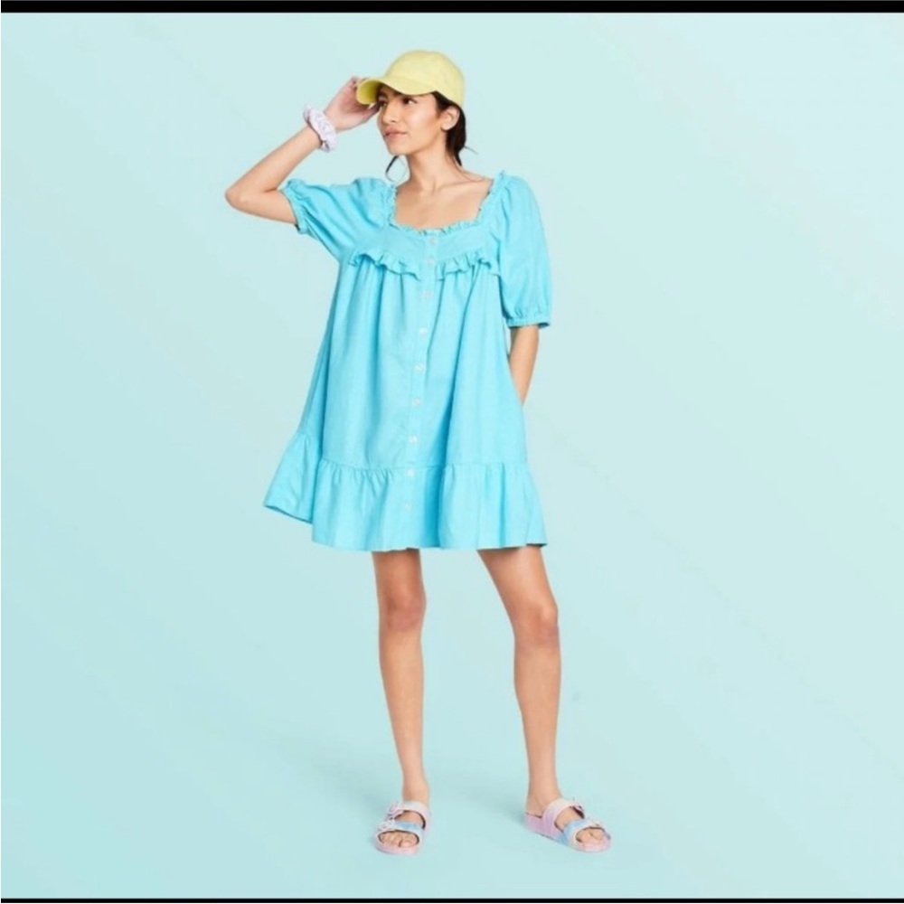 Stoney Clover Lane x Target Blue Floral Button Dress Size S